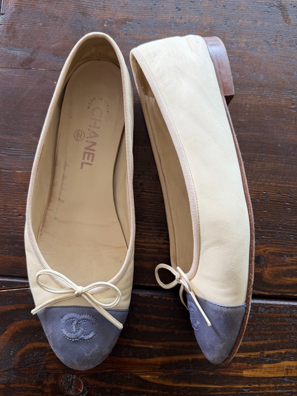 Chanel Interlocking CC Logo Lambskin Ballet Flats Size IT 39.5 - Picture 8 of 16